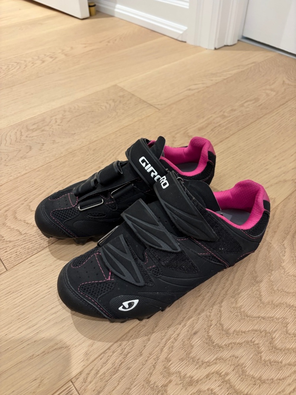 Giro Black Cycling Shoes with Pink Lining